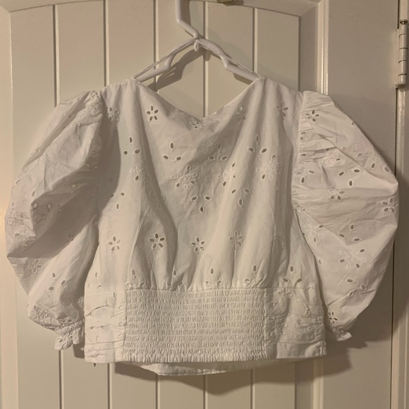 ZARA embroidered eyelet crop top white L - Picture 5 of 7